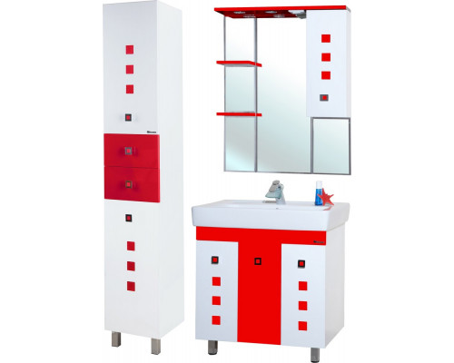 Зеркало-шкаф Bellezza Натали 80 R белый с красным