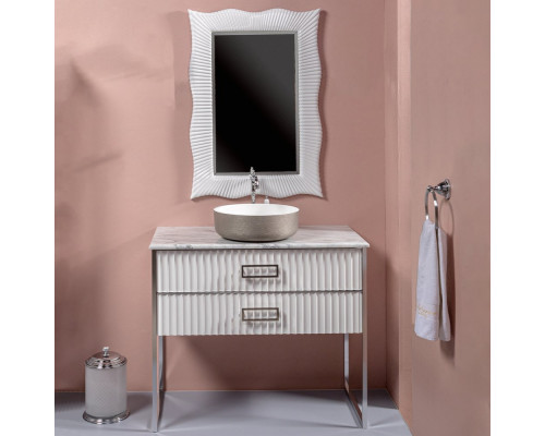 Мебель для ванной Armadi Art Monaco 100 столешницей из мрамора белая, хром