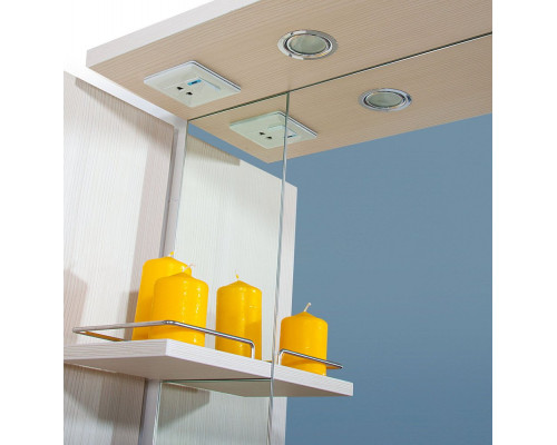 Зеркало-шкаф Бриклаер Бали 90 светлая лиственница, белый глянец, R