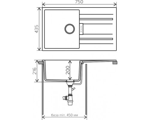 Мойка кухонная Tolero Loft TL-750/001 cерый металлик