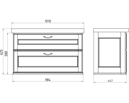 Мебель для ванной ASB-Woodline Прато 100 белая, патина серебро