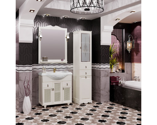 Мебель для ванной Opadiris Тибет 85 с декоративной решеткой, слоновая кость