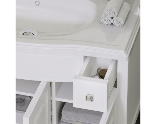 Мебель для ванной Opadiris Лаура 100 белая матовая, с раковиной из литьевого мрамора