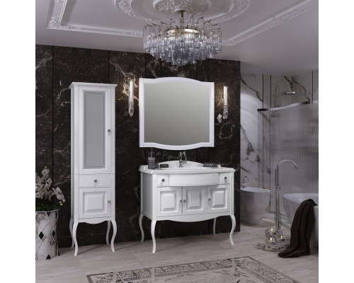 Мебель для ванной Opadiris Лаура 100 белая матовая, с раковиной из литьевого мрамора