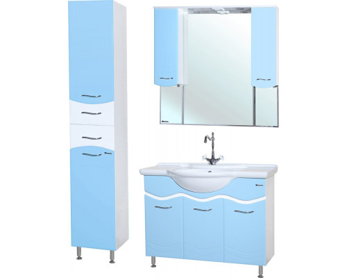 Зеркало-шкаф Bellezza Мари 105 белый/голубой