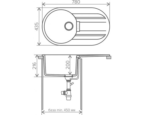 Мойка кухонная Tolero Loft TL-780/001 cерый металлик