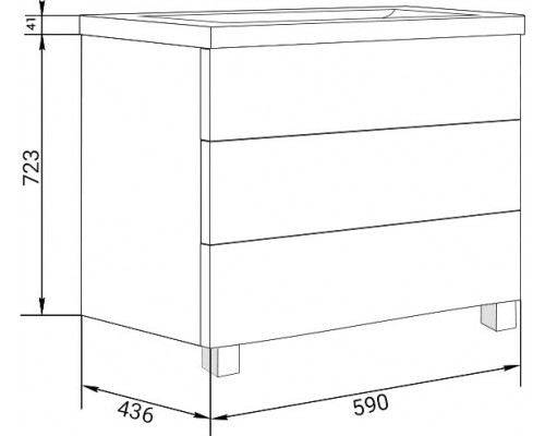 Мебель для ванной Marka One Mix 60Н с 3 ящиками, белый глянец, ручки рейлинг