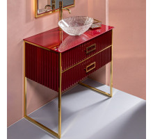 Тумба с раковиной Armadi Art Monaco 100 со столешницей бордо, золото