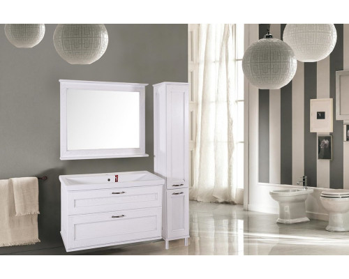 Мебель для ванной ASB-Woodline Прато 100 белая, патина серебро