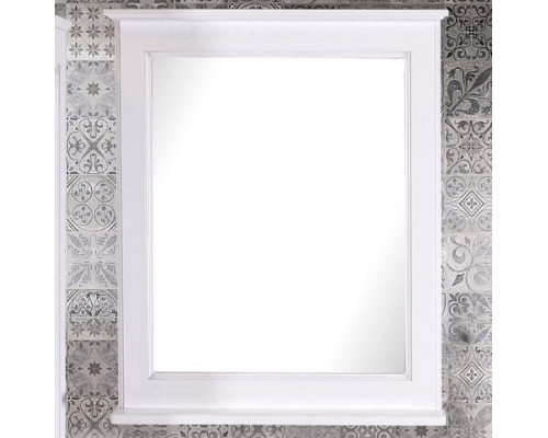 Зеркало ASB-Woodline Прато 70 белое, патина серебро