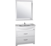 Мебель для ванной ASB-Woodline Берта 85 белая, патина серебро