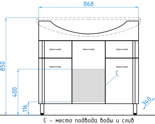 Тумба с раковиной Style Line Эко Стандарт №26 90 белая