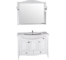 Мебель для ванной ASB-Woodline Салерно 105 белая, патина серебро