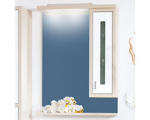 Зеркало-шкаф Бриклаер Бали 62 светлая лиственница, белый глянец, R