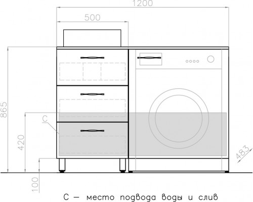 Мебель для ванной Style Line Берн 120 под стиральную машину