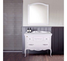 Мебель для ванной ASB-Woodline Модерн 105 белая, патина серебро