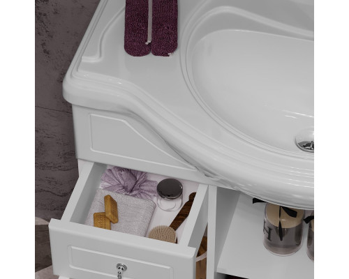 Мебель для ванной Opadiris Тибет 85 с декоративной решеткой, белая матовая