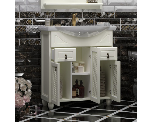 Мебель для ванной Opadiris Тибет 75 с декоративной решеткой, слоновая кость