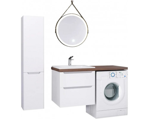 Мебель для ванной Jorno Wood 120, белая, под стиральную машину
