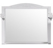 Зеркало ASB-Woodline Салерно 105 со светильниками, белое, патина серебро