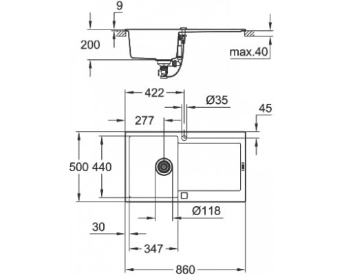 Мойка кухонная Grohe K500 31644AT0