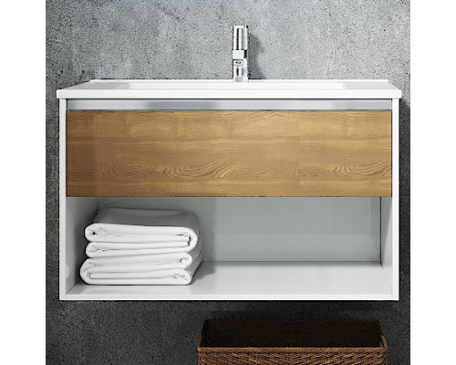 Мебель для ванной Sanvit Контур 80 белый глянец/манзония кофейная