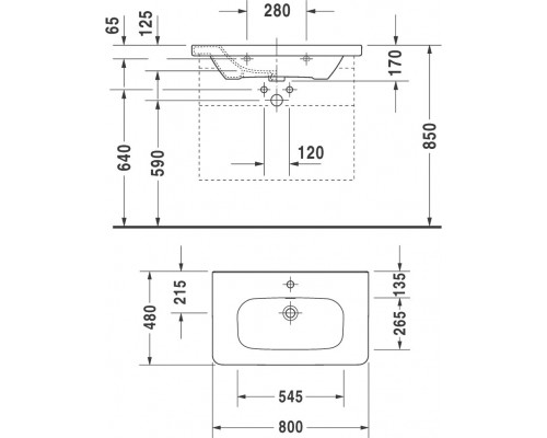 Тумба с раковиной Duravit DuraStyle 80, подвесная, белая глянцевая