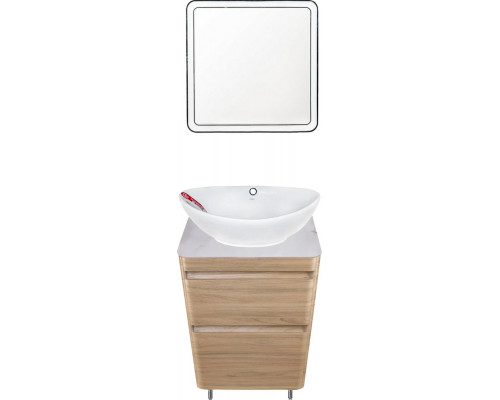 Мебель для ванной Style Line Атлантика 60 Люкс Plus, напольная, ясень перламутр, белый глянцевый мрамор