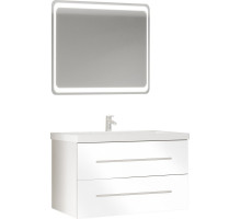 Мебель для ванной Marka One Mix 80П с 2 ящиками, белый глянец, ручки рейлинг