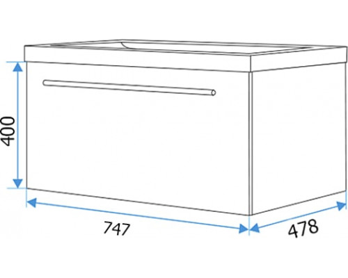 Мебель для ванной 1MarKa Соната 75П с 1 ящиком, белый глянец