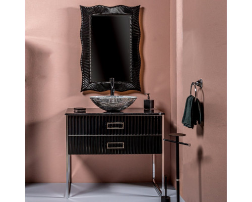 Мебель для ванной Armadi Art Monaco 100 столешницей из мрамора черная, хром