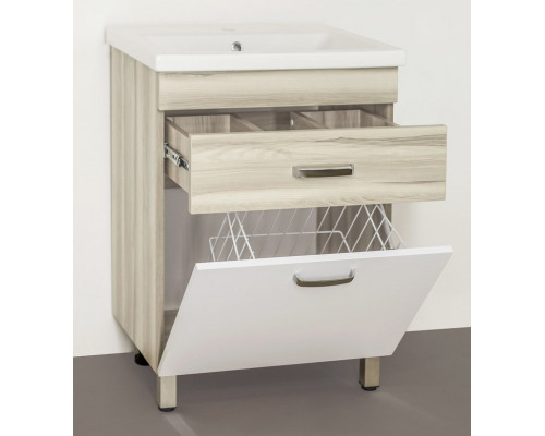 Мебель для ванной Style Line Ориноко 60 с бельевой корзиной, белая, ориноко