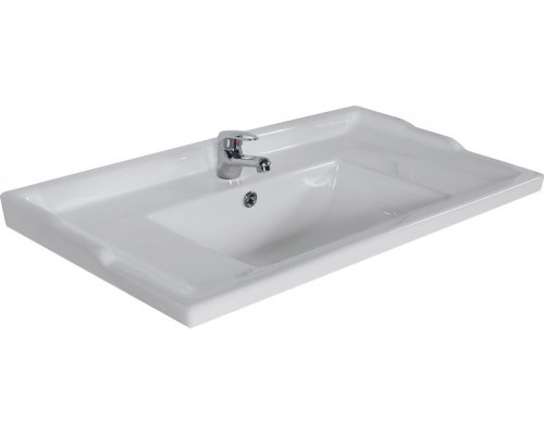 Мебель для ванной ASB-Woodline Римини Nuovo 80 белая, патина серебро