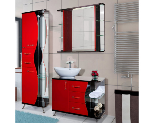 Мебель для ванной Bellezza Рио 90 L красная с черным