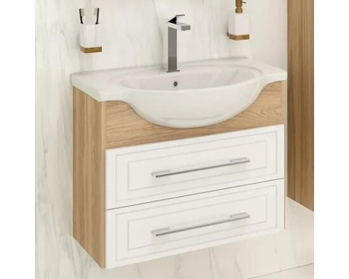 Мебель для ванной Runo Дублин 70, подвесная, дуб, белый
