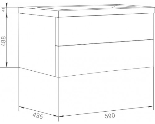 Мебель для ванной Marka One Mix 60П с 2 ящиками, белый глянец, ручки рейлинг