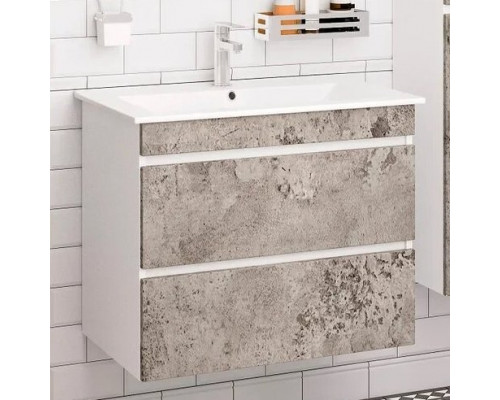 Мебель для ванной Runo Манхэттен 75, подвесная, серый бетон