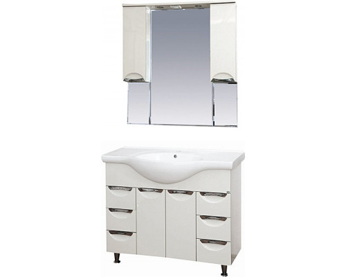 Зеркало-шкаф Misty Жасмин 105 с подсветкой, белая эмаль