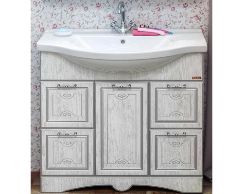 Мебель для ванной Sanflor Адель 100 белая, патина серебро