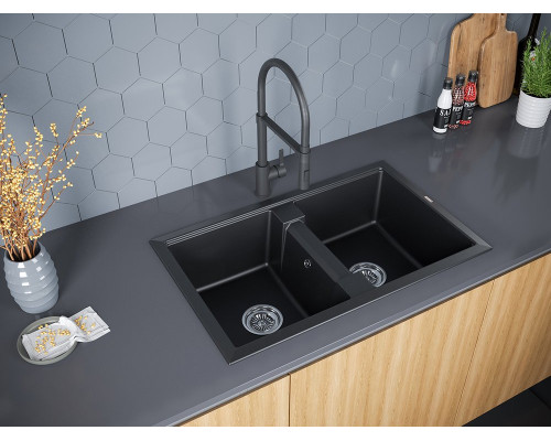 Мойка кухонная Paulmark PM238150-BLM черный металлик