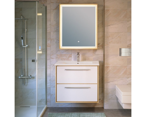 Мебель для ванной Raval Frame 75 белая, дуб сонома, подвесная