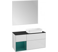 Мебель для ванной Villeroy & Boch Finion 120 glossy white, cedar matt, внутренняя подсветка, настенная подсветка