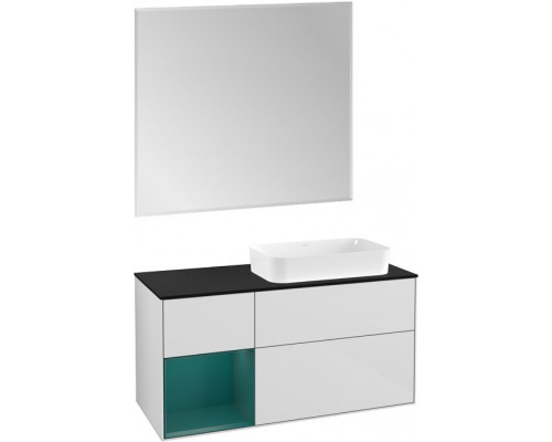 Мебель для ванной Villeroy & Boch Finion 120 glossy white, cedar matt, внутренняя подсветка, настенная подсветка