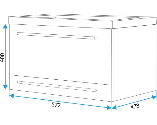 Мебель для ванной 1MarKa Соната 58П с 2 ящиками, белый глянец